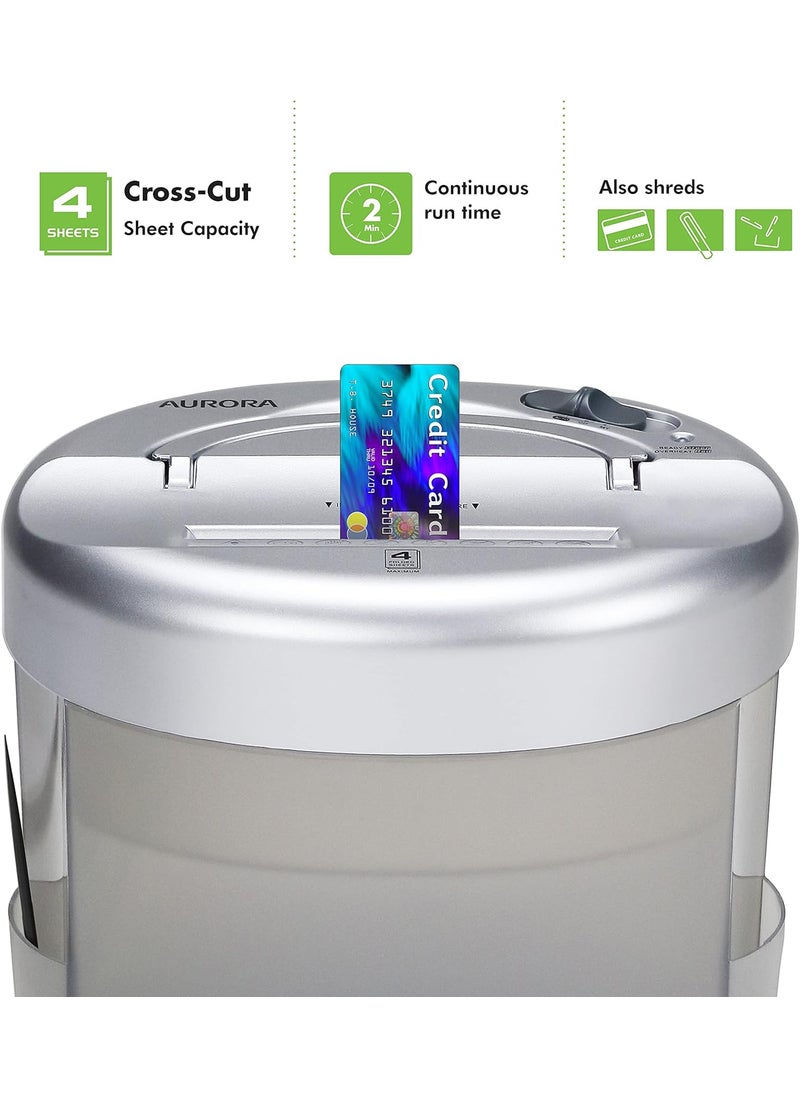AURORA Aurora DesktopStyle CrossCut Paper Shredder 4Sheet Crosscut Desktop  - Image 2