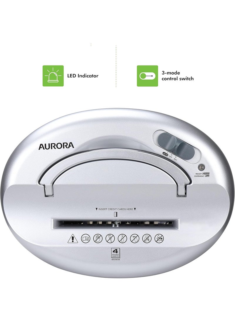 AURORA Aurora DesktopStyle CrossCut Paper Shredder 4Sheet Crosscut Desktop  - Image 5