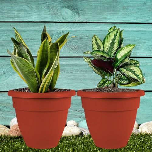 SOUVENIR Imaginea 18 Inch Flower Pots| Garden Planters For Home Plants | Outdoor Balcony Pots | Plastic Gamla Pots For Indoor And Outdoor Gardening (Pack Of 1),Red - Image 4