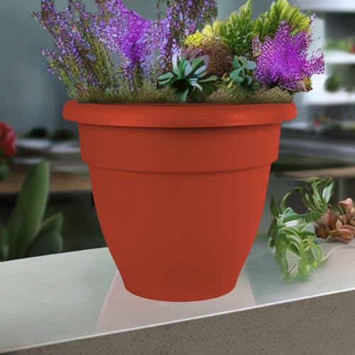 SOUVENIR Imaginea 18 Inch Flower Pots| Garden Planters For Home Plants | Outdoor Balcony Pots | Plastic Gamla Pots For Indoor And Outdoor Gardening (Pack Of 1),Red - Image 5