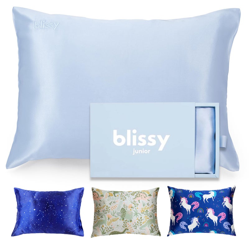 Blissy Toddler Silk Pillowcase - 100% Pure Mulberry Silk - 22 Momme 6A High-Grade Fibers - Soft and Gentle Silk Pillowcase for Kids Hair and Skin (Standard 20 x 26 in, Baby Blue) - Image 1