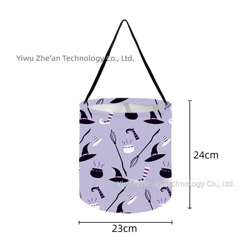 Ze An Halloween Candy Bucket with Pumpkin Ghost Design, LED Light-Up Trick-or-Treat Bag for Children's Day - Image 1