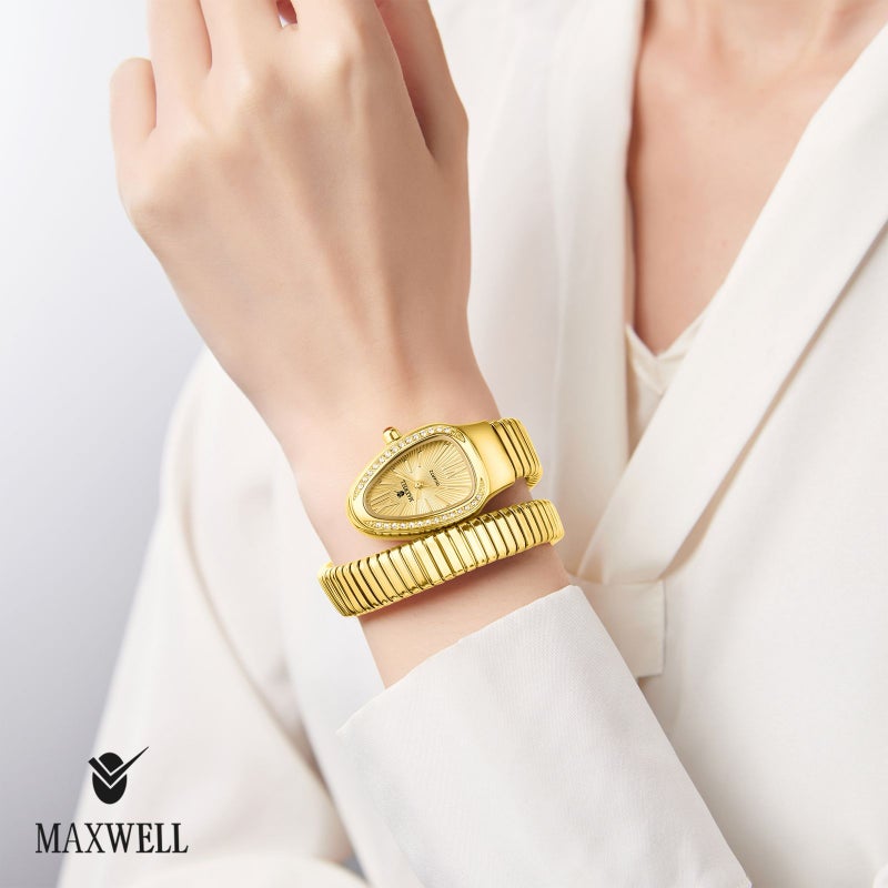ماكسويل ساعه نسائيه الثعبان من ماركه مكسويل الاصليه بالون الذهبي