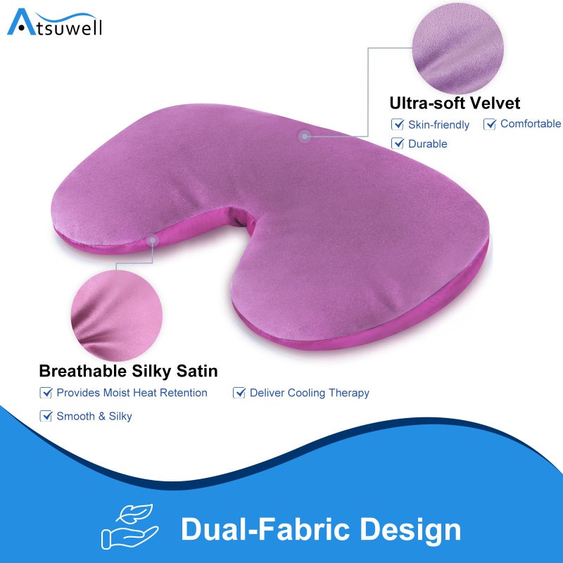 Atsuwell قناع أتشيويل للجيوب الأنفية، قناع دافئ وبارد للعيون الجافة، وسادة عيون مثقلة قابلة للتسخين في الميكروويف لتخفيف ضغط الجيوب الأنفية والاسترخاء، وردي - Image 2