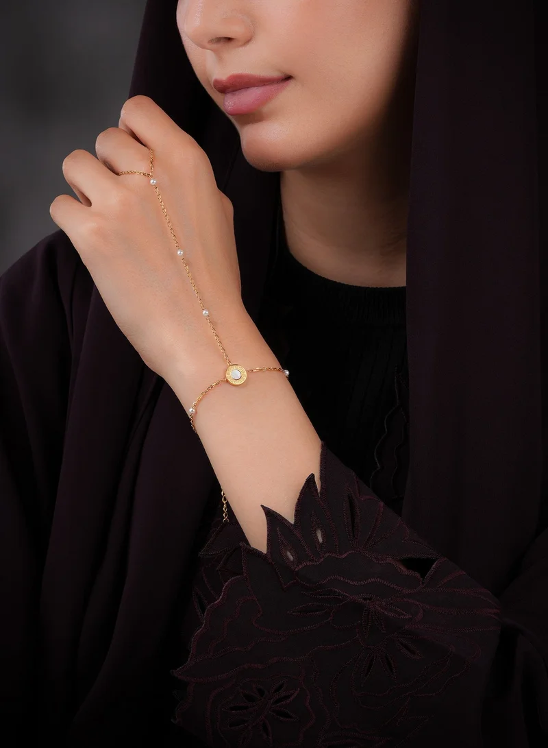 غاي لاروش Victoria Gold plated Hand Bracelet with Pearls for Women