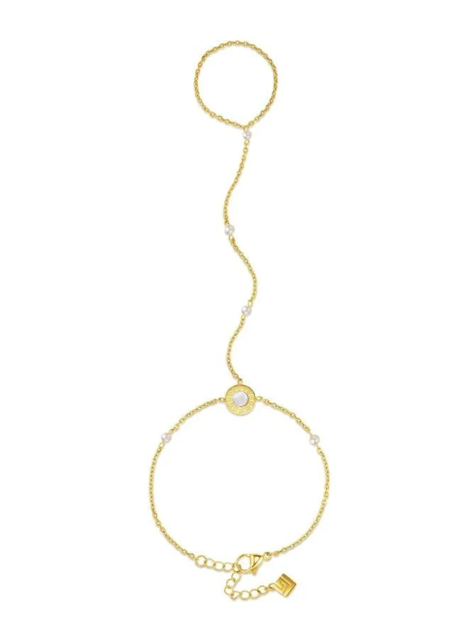 Guy Laroche Victoria Gold plated Hand Bracelet with Pearls for Women