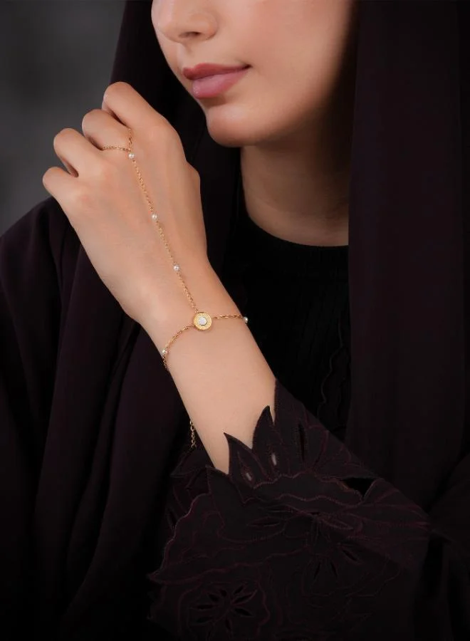 Guy Laroche Victoria Gold plated Hand Bracelet with Pearls for Women