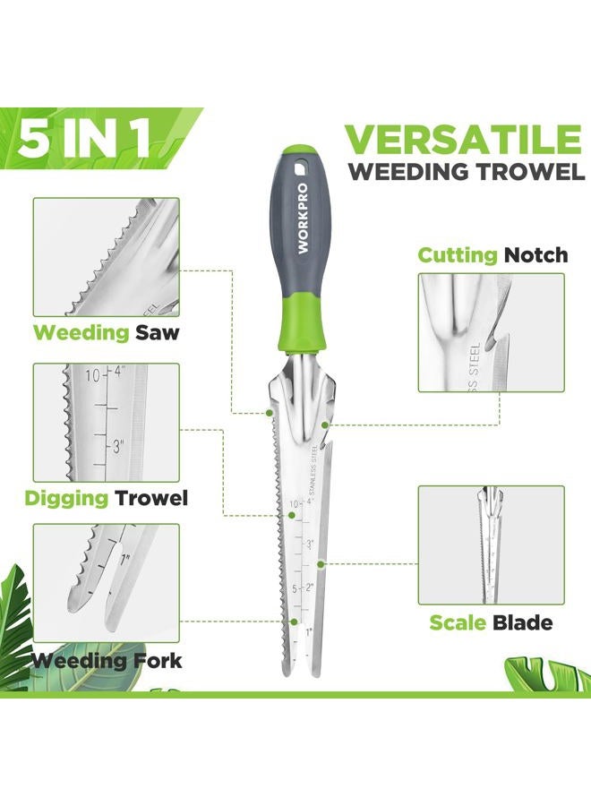 WORKPRO Hand Weeder Puller, 5-in-1 Stainless Steel Garden Trowel with Soft Handle, Gardening Weeding Tool for Easy Weeder Removal, Planting, Weeding, Flower & Vegetable Care in Garden Lawn Yard - Image 3