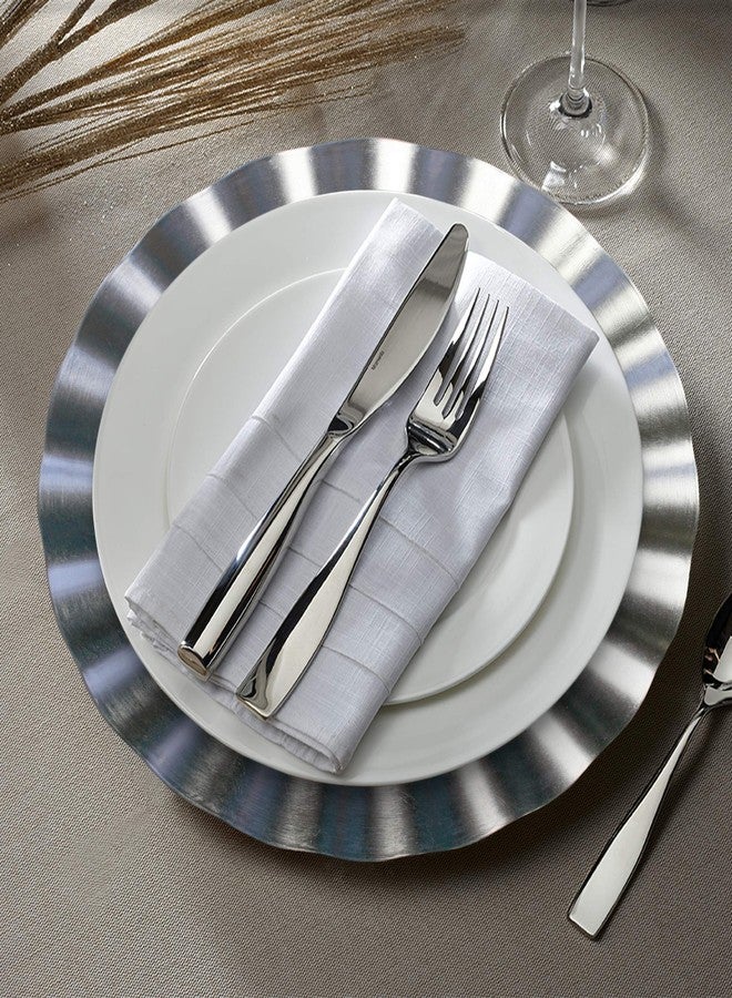 ChargeIt by Jay Charge It by Jay Ruffled Charger Plate 13” Decorative Melamine Service Plate for Home, Professional Dining, Perfect for Upscale Events, Dinner Parties, Weddings, Banquets, Catering, 1 Piece, Silver - Image 2