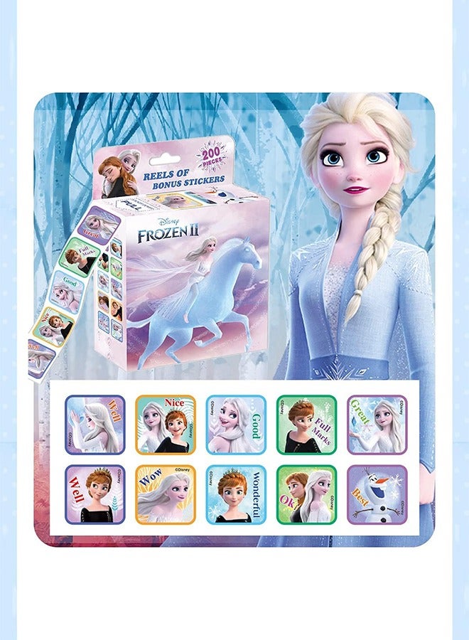 Organizer 2 Pack Kids Cartoon Sticker 10 Designs Total 400 1-1/2" Self Adhesive Label Rolls Cartoon Stickers for Kids Teachers Parents Home Education Encouragement and Educational Kids Stickers (Frozen) - Image 2
