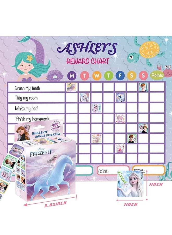 Organizer 2 Pack Kids Cartoon Sticker 10 Designs Total 400 1-1/2" Self Adhesive Label Rolls Cartoon Stickers for Kids Teachers Parents Home Education Encouragement and Educational Kids Stickers (Frozen) - Image 4