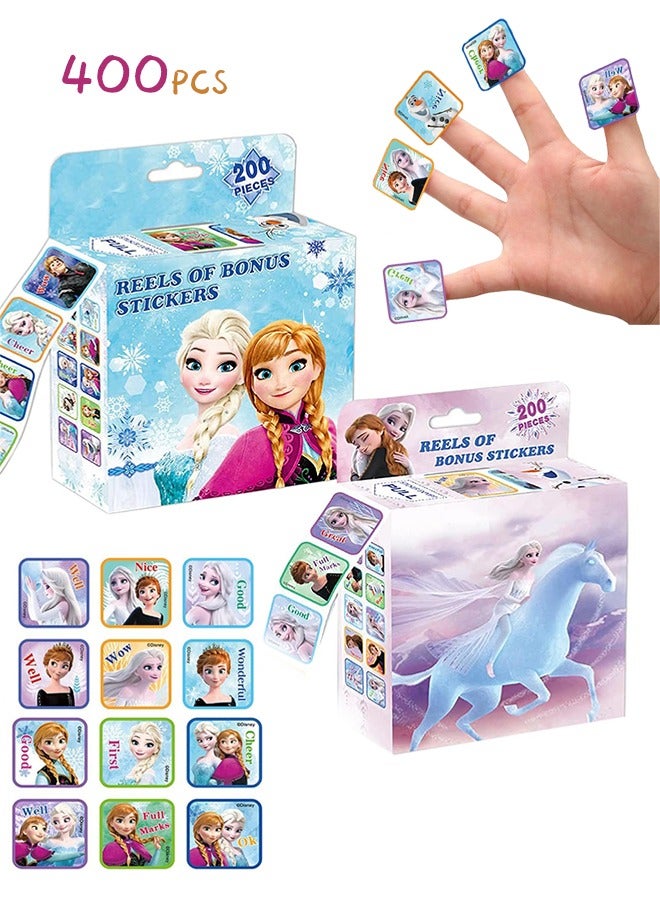 Organizer 2 Pack Kids Cartoon Sticker 10 Designs Total 400 1-1/2" Self Adhesive Label Rolls Cartoon Stickers for Kids Teachers Parents Home Education Encouragement and Educational Kids Stickers (Frozen) - Image 1