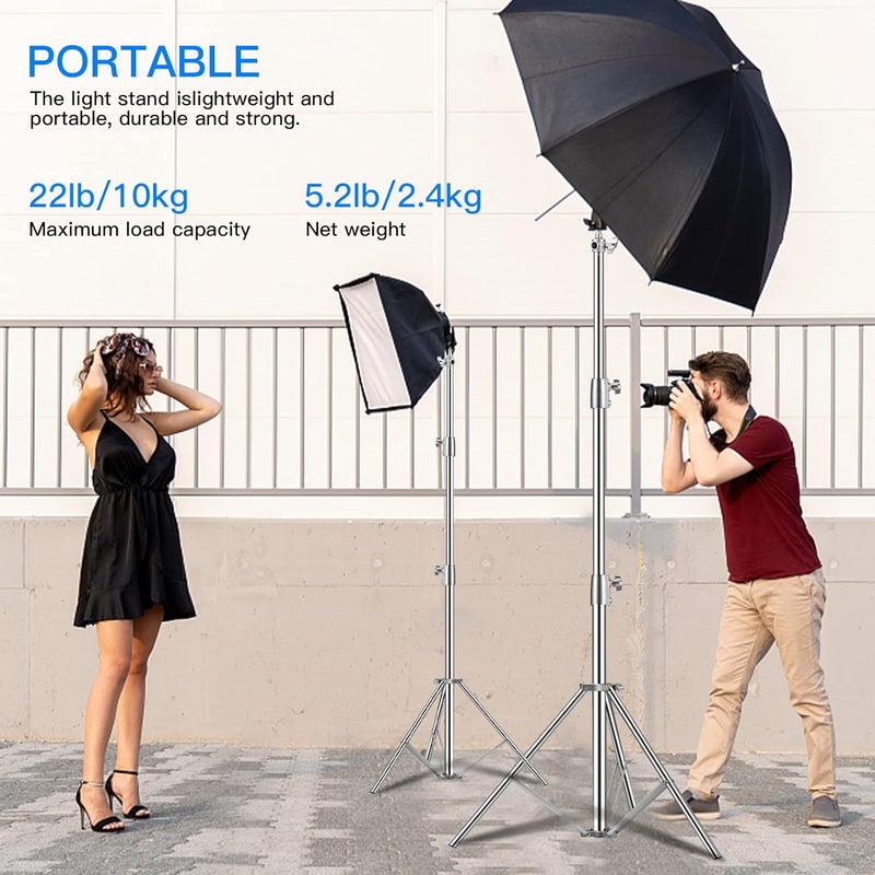 SUPON Stainless Steel Light Stand 110" /2.8m, Spring Cushioned Heavy Duty Tripod Stand with 1/4-inch to 3/8-inch Universal Adapter for Studio Monolight Softbox Reflector Photography Portrait Video - Image 3