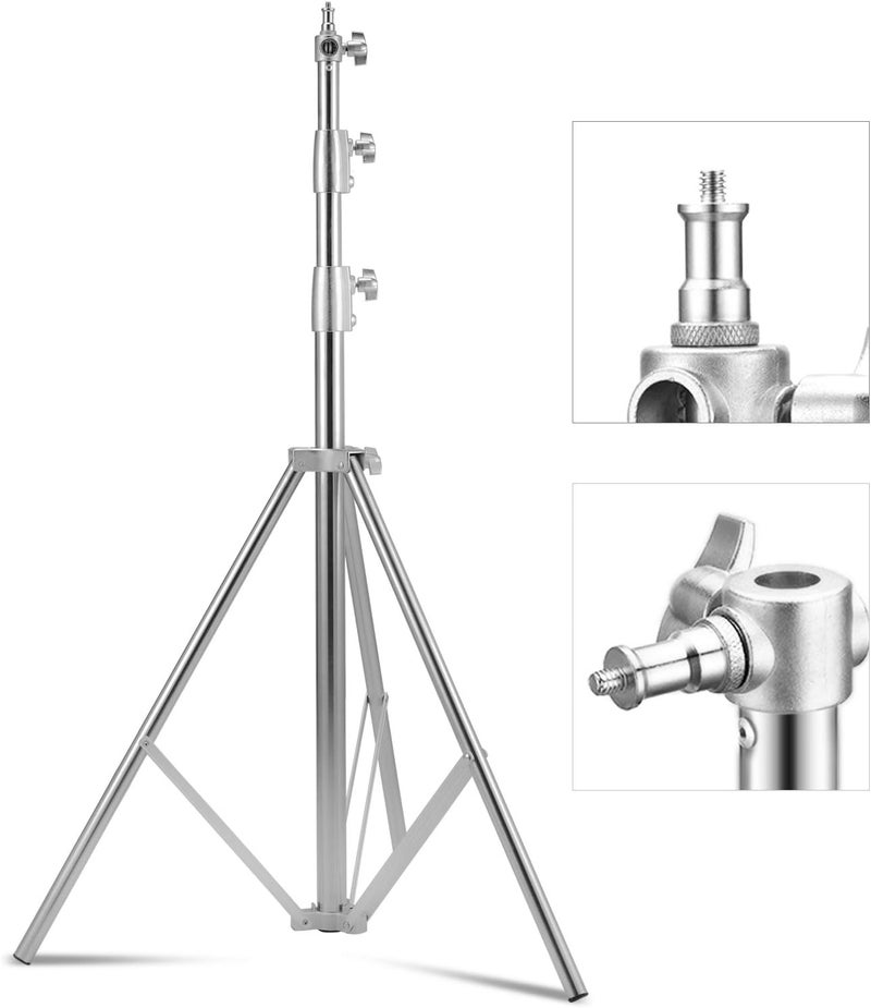 SUPON Stainless Steel Light Stand 110" /2.8m, Spring Cushioned Heavy Duty Tripod Stand with 1/4-inch to 3/8-inch Universal Adapter for Studio Monolight Softbox Reflector Photography Portrait Video - Image 1
