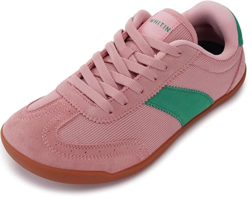 WHITIN Minimalist Wide Toe Box Shoes for Women Fashion Barefoot Sneakers Knit Zero Drop Sole Size 9 9W Mesh Brogue Lightweight Training Pink Gum 40 - Image 1
