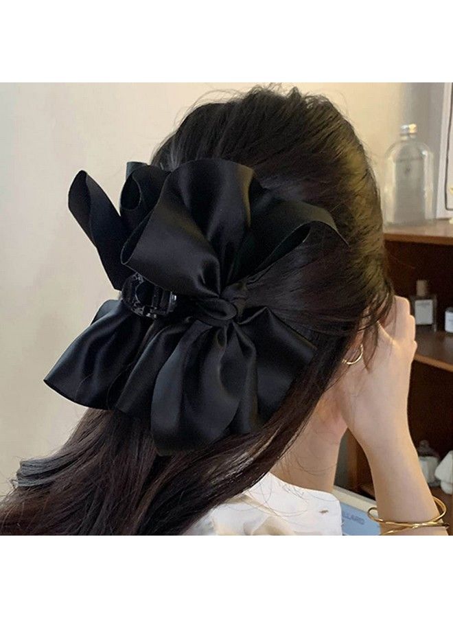 Wiwpar Large Chiffon Claw Clip Hair Bow Big Bows Hair Claw Clips Jaw Barrettes Black Fabric Ribbon Bow Nonslip Medium Strong Hold Hair Jaw Clips For Women Girls Thin Thick Curly Hair - Image 5