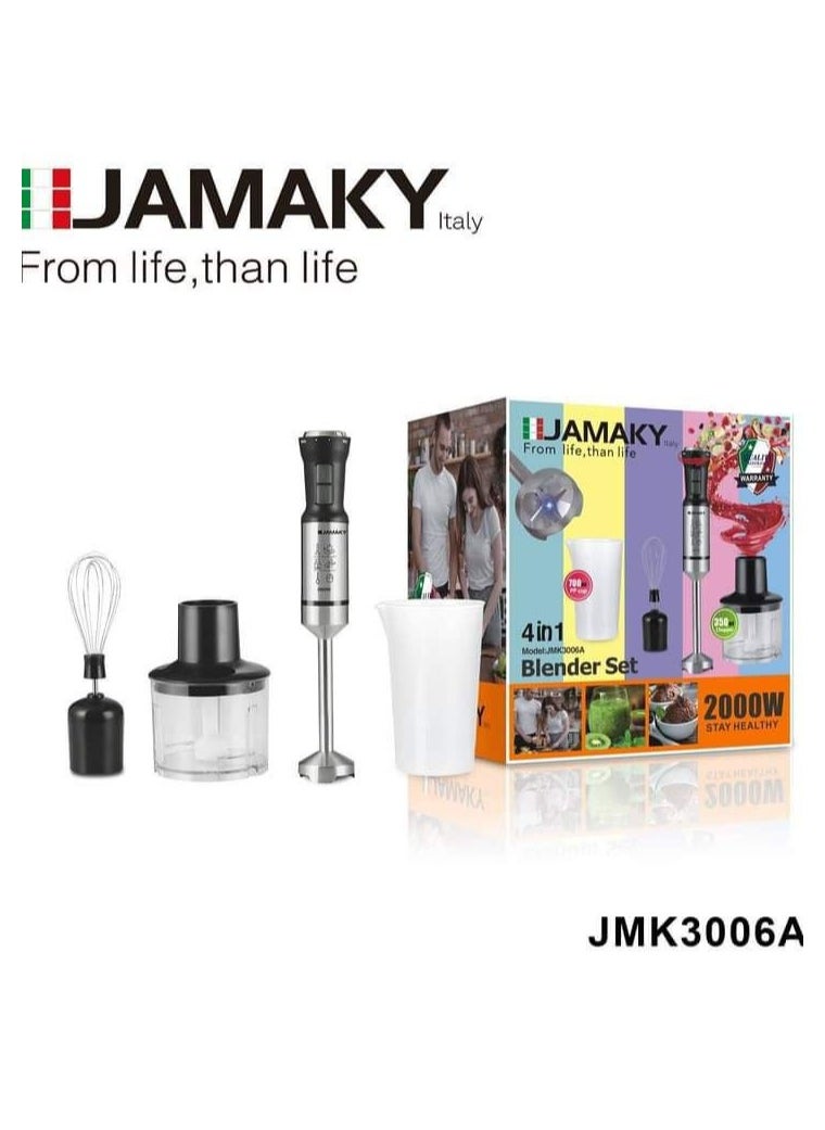 Jamaky Italy - هاند بلندر استانلس 4 فى 1 من جاماكى 2000 وات ايطالي JMK3006A بضمان سنه - Image 1