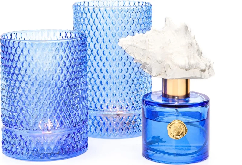 ميسي Saks Blue Diamond Glass Vase/Candle Holder (17 Cm)