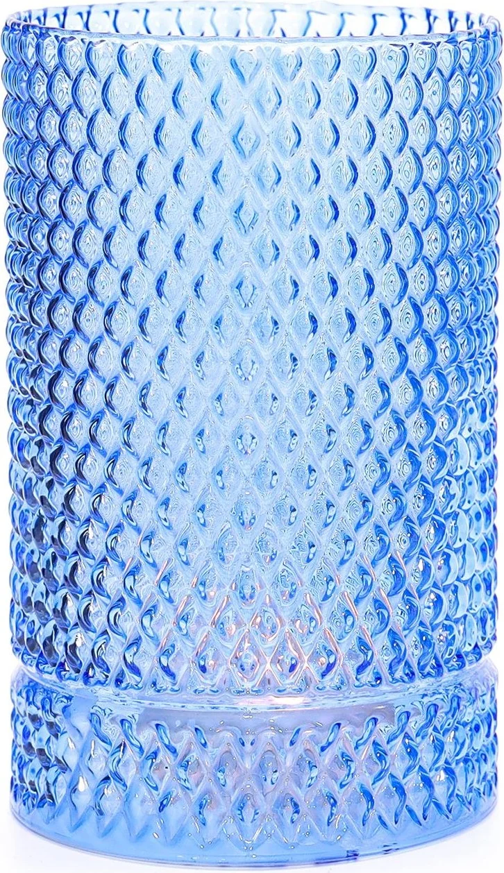 ميسي Saks Blue Diamond Glass Vase/Candle Holder (17 Cm)