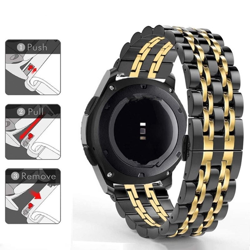 إيروريكس سوار ساعة هواوي جي تي 2 اي جي تي 2 مقاس 22 مم، وسوار ساعة من الفولاذ المقاوم للصدأ مقاس 46 مم (ذهبي بين فضي) - Image 5