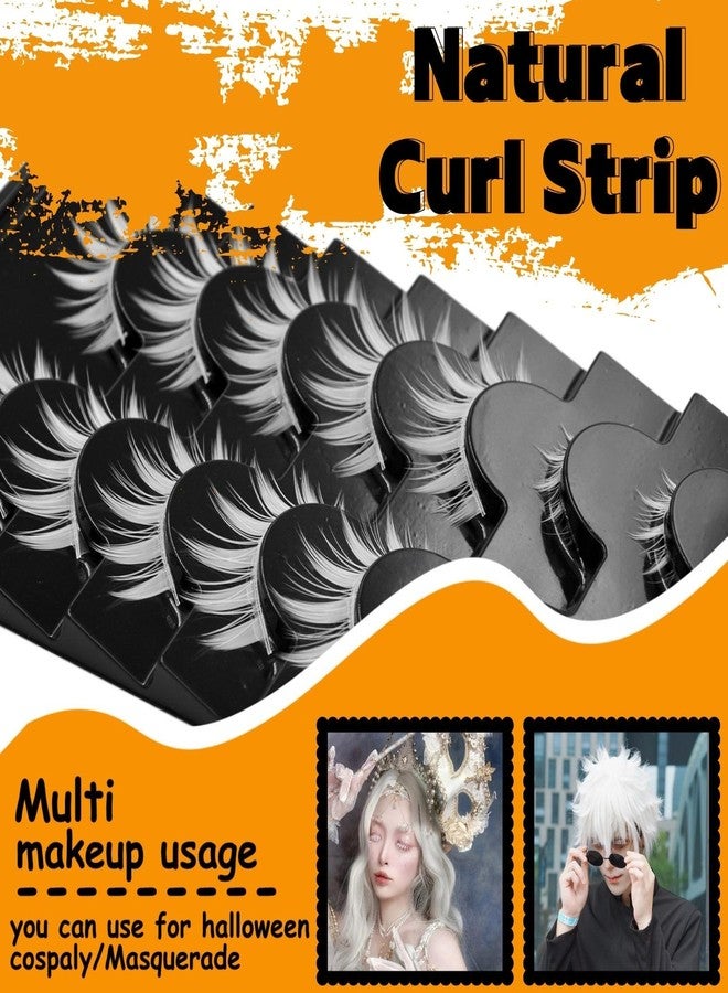AUGENLI White Lashes with Spikes & Bottom - 16mm Spiky Manga Eyelashes Halloween Gojo Cosplay Eye Look lashes for Anime Makeup, 7 Pair - Image 4