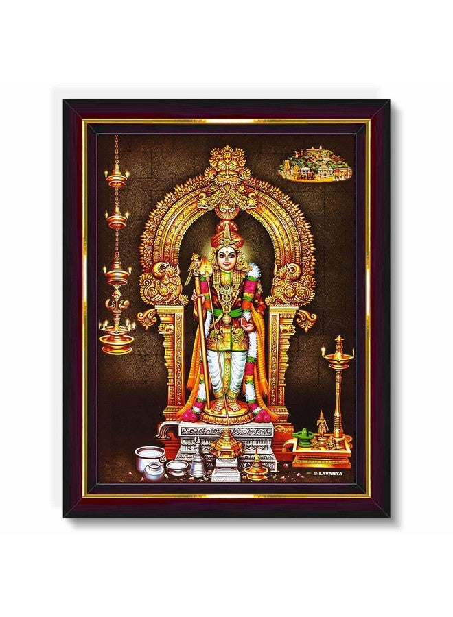Pavan Photo Laminations Murugan Raja Alangaram Lord Subramanya Swamy Wall Painting Framed Home Decor (Wood,Matte,Brown,Big Size,10 x 12 Inch) B50M - Image 1