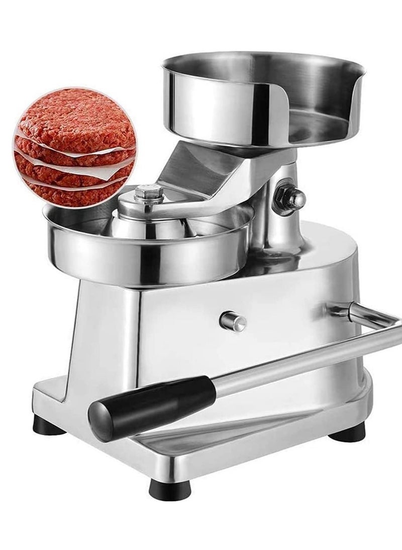 LETWOO - LETWOO 130mm Commercial Hamburger Press Patty Maker Stainless Steel Burger Press Tool Heavy Duty Meat Forming Processor 500 Pcs Patty Papers Sliver - Image 1