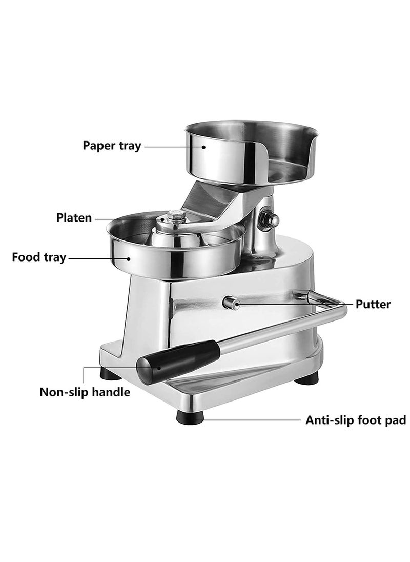 LETWOO - LETWOO 130mm Commercial Hamburger Press Patty Maker Stainless Steel Burger Press Tool Heavy Duty Meat Forming Processor 500 Pcs Patty Papers Sliver - Image 1