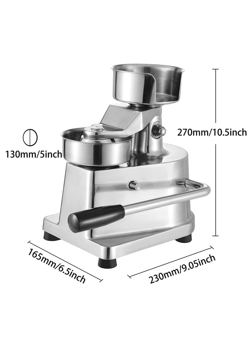 LETWOO - LETWOO 130mm Commercial Hamburger Press Patty Maker Stainless Steel Burger Press Tool Heavy Duty Meat Forming Processor 500 Pcs Patty Papers Sliver - Image 1