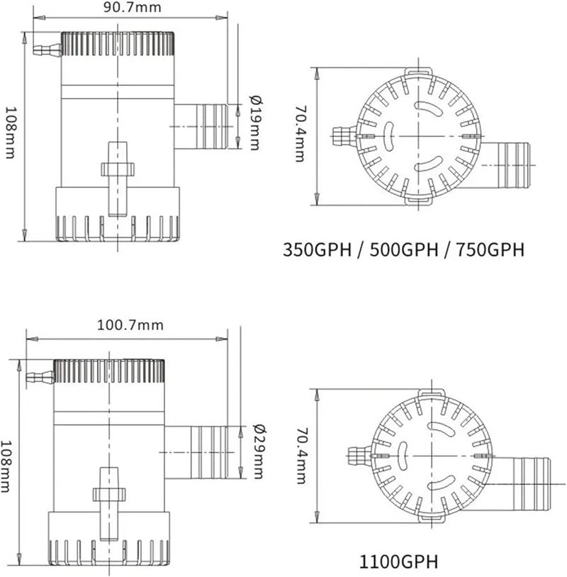 24V 1100GPH Bilge Water Pump For Boat Seaplane Motor Home Houseboat - Image 4