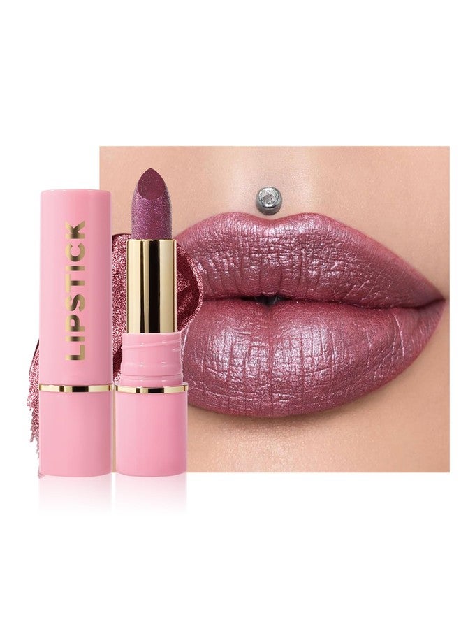 LYSdefeu Diamond Glitter Matte Lipstick,Rose Brown Metallic Shimmer Lip Gloss Lip Tint Stain,Longlasting Waterproof Non-Stick Lip Color,Full Coverage Lipgloss,Mother's Day Lip Makeup Gift for Women Girl-06 - Image 1