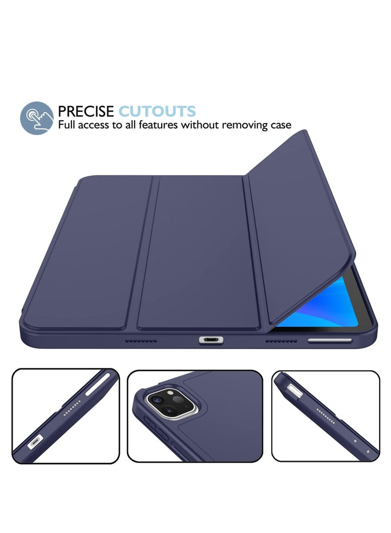 DUSALA iPad Pro 11 Inch Case (2022/2021/2020, 4th/3rd/2nd Generation), iPad Pro 11 Inch Cover, Built-in Pencil Holder, Flexible Back Cover, Tri Fold Stand, Auto Sleep/Wake, Rebound Magnetic Case, (Blue) - Image 3