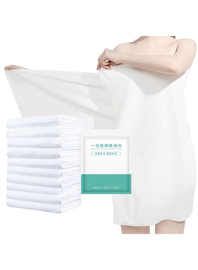 10 packs of disposable cotton bath towels, soft body towels, portable travel disposable towels, salon towels, beach swimming, hiking, camping salon white bath towels - Image 1