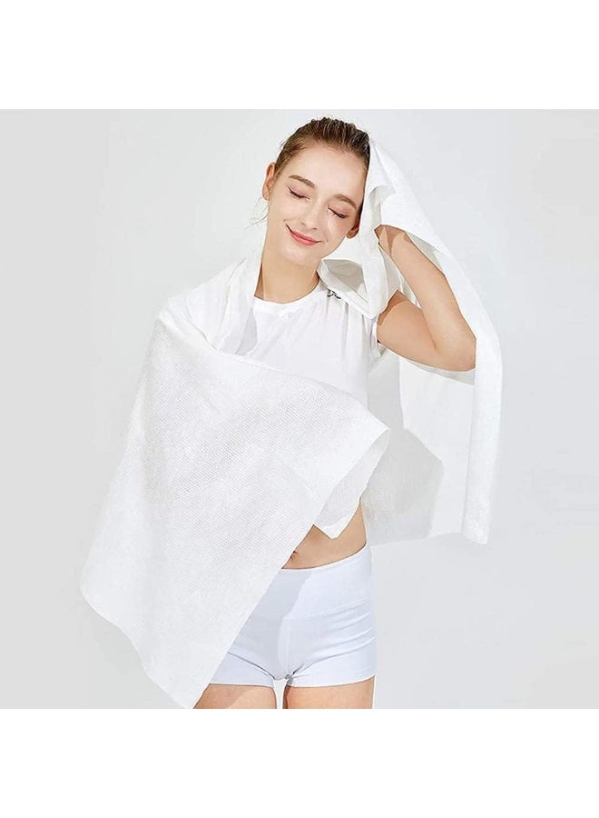 10 packs of disposable cotton bath towels, soft body towels, portable travel disposable towels, salon towels, beach swimming, hiking, camping salon white bath towels - Image 2