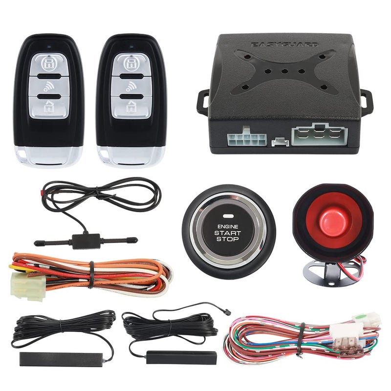 EASYGUARD EC003 Smart Key PKE Passive Keyless Entry Car Alarm System push start button Remote Engine Start Universal Version DC12V - Image 1