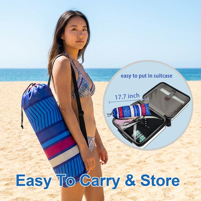 LOTTAFUN 6ft Beach Umbrella - Heavy Duty Wind Resistant UV 50+ Portable Sun Shade with Sand Anchor & Carry Bag, Outdoor Folding Umbrella for Beach, Pool, Patio, Garden (Blue color strip) - Image 3