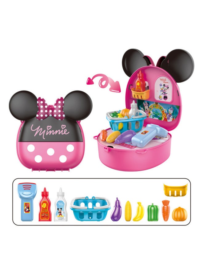 Disney Play Home Small Satchel Handbag Ice Aisha Mickey Minnie Backpack Children's Toys Birthday Gift-Color:Minnie Supermarket: D8907A Cardboard  - Image 1