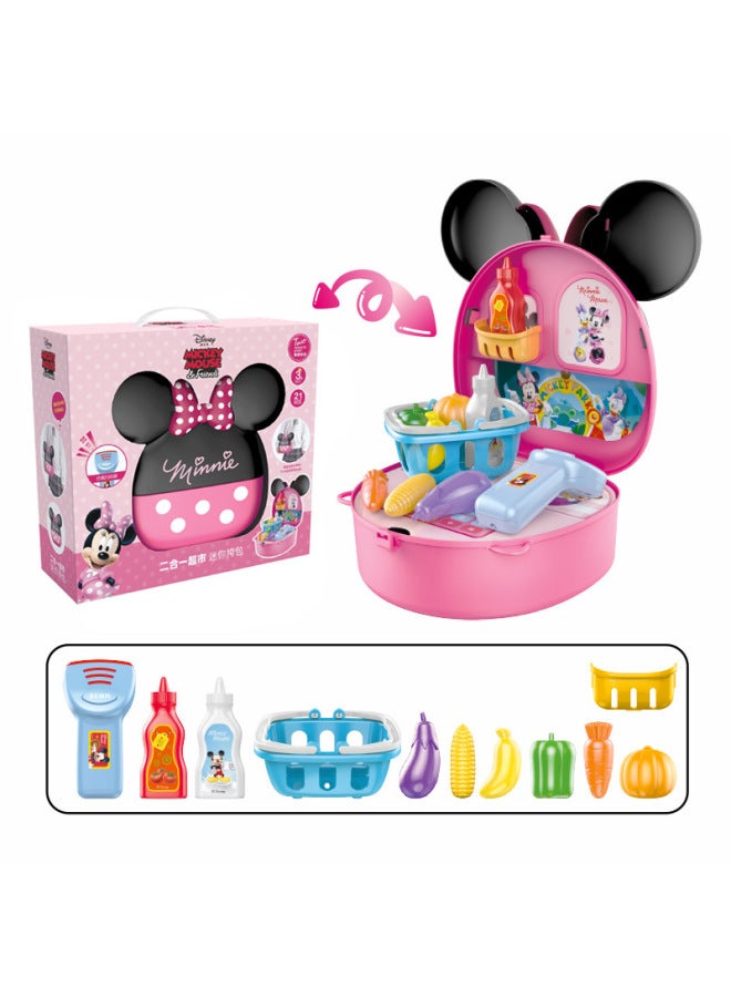 Disney Play Home Small Satchel Handbag Ice Aisha Mickey Minnie Backpack Children's Toys Birthday Gift-Color:Minnie Supermarket: D8907A Cardboard  - Image 4