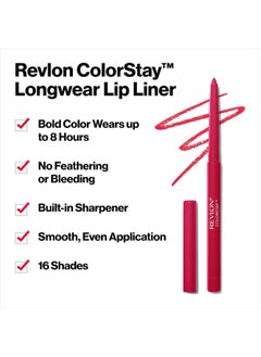 Revlon Professional Colorstay Lip Liner with Built in Sharpener Smooth Application 675 Red  - Image 4