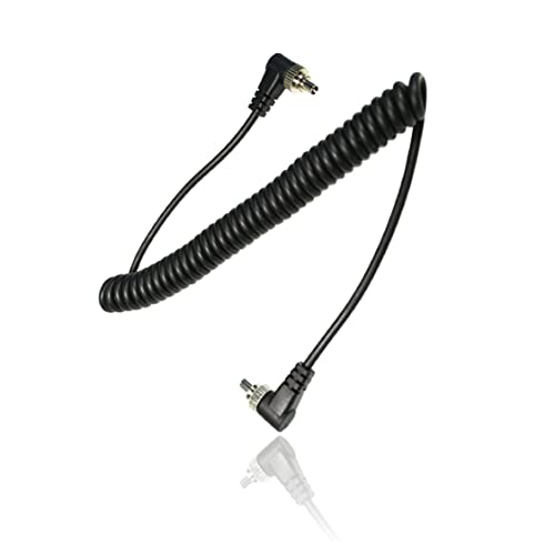 Foto&Tech Male to Male M-M Flash PC Sync Cable Cord 12-Inch Coiled Cord with Screw Lock Compatible with Nikon, Canon, and Most DSLR Cameras Flash Trigger (Male to Male Flash PC Sync Cable) - Image 1