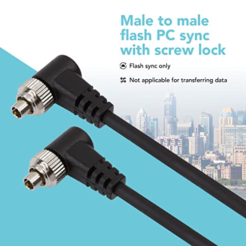 Foto&Tech Male to Male M-M Flash PC Sync Cable Cord 12-Inch Coiled Cord with Screw Lock Compatible with Nikon, Canon, and Most DSLR Cameras Flash Trigger (Male to Male Flash PC Sync Cable) - Image 2