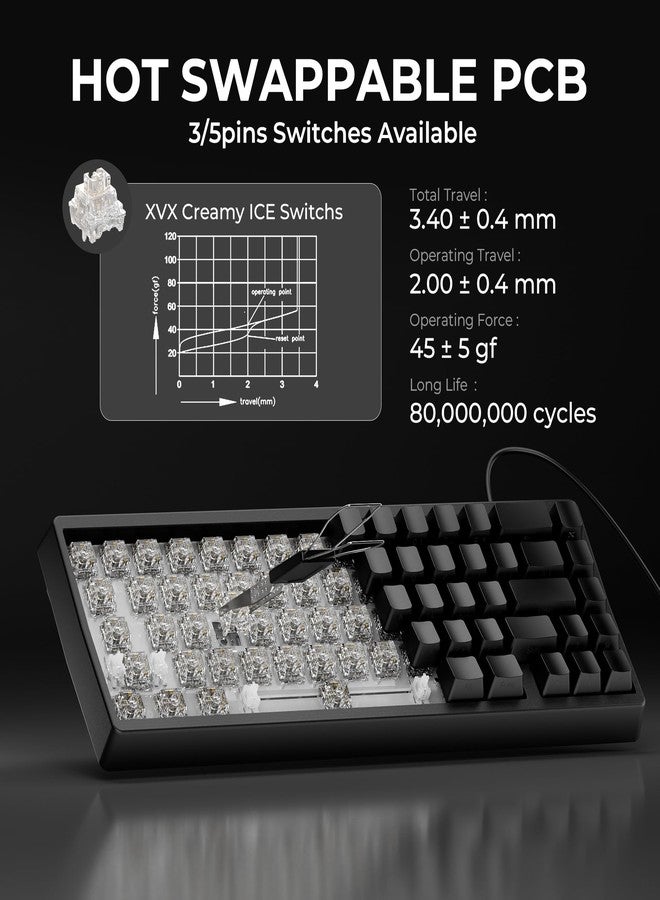 HITIME x XVX M67 60% Keyboard USB Wired Gaming Keyboard with Phantom Keycaps, QMK/VIA Support, Hot-Swappable, RGB Backlit, Gasket Structure, Creamy Pre-lubed ICE Switches, Black - Image 4