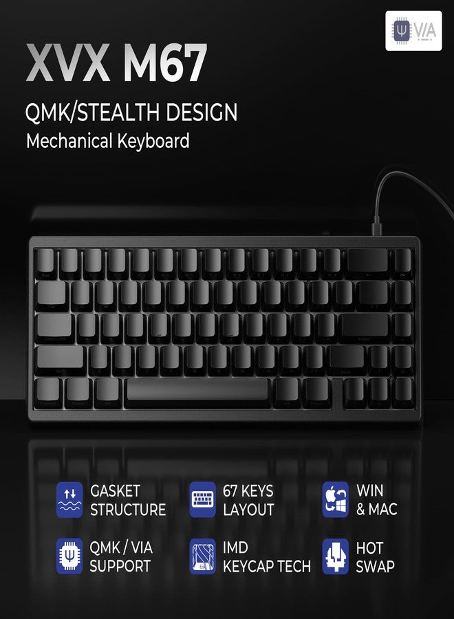 HITIME x XVX M67 60% Keyboard USB Wired Gaming Keyboard with Phantom Keycaps, QMK/VIA Support, Hot-Swappable, RGB Backlit, Gasket Structure, Creamy Pre-lubed ICE Switches, Black - Image 2