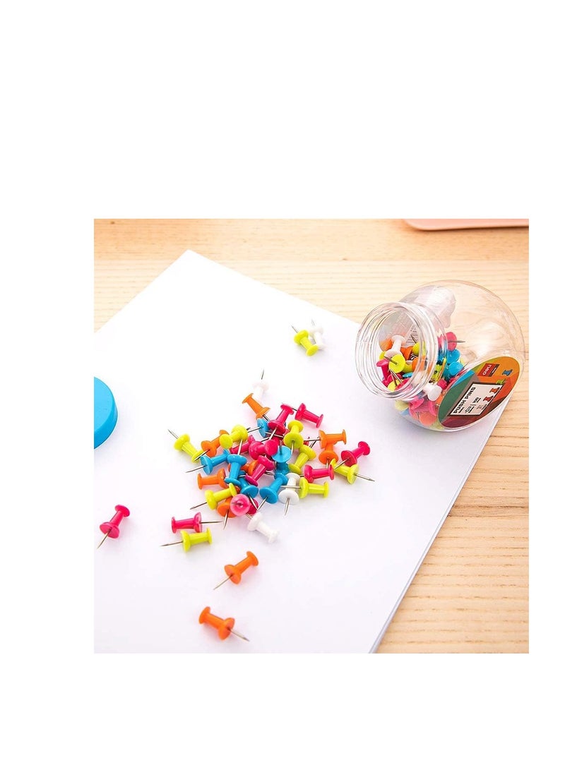 Deli W0054 Color Push Pins, Multicolor (Pink, Orange, Blue, Lime, White), 100/Box, Pack of 3, Steel Pins (Set of 3, Multicolor) - Image 5