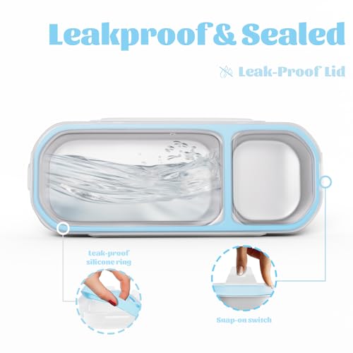 Bakpoco Stainless Steel Snack Containers, 4 Pack 2 Compartment Metal Snack Lunch Box Containers with Lid, Reusable Food Storage Container, Leak Proof, Grab and Go - Image 5