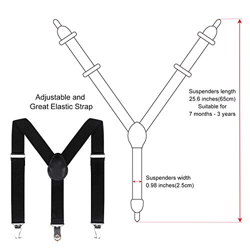 Kajeer Baby Boys 1st/2nd Birthday Cake Smash Outfit Set Adjustable Suspenders Ties Bloomers for Birthday Photography(Black) - Image 2