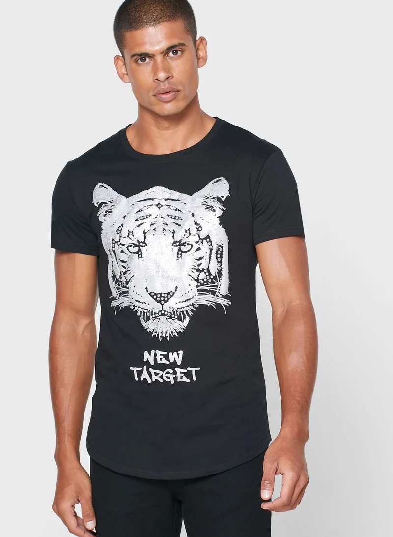 Seventy Five Tiger Print Crew Neck T-Shirt