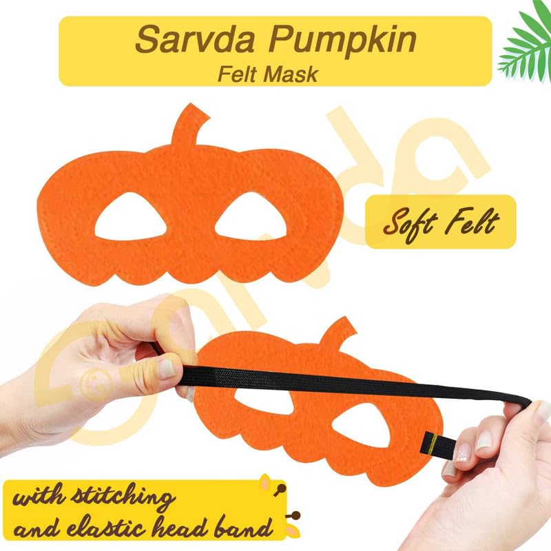 Sarvda Velvet Pumpkin Dress for Kids | Halloween Costume for Boys and Girls | Candy Basket, Mask, Cap, Teeth, Fun Tattoo | For 4 to 5 Year Kids, Orange - Image 4