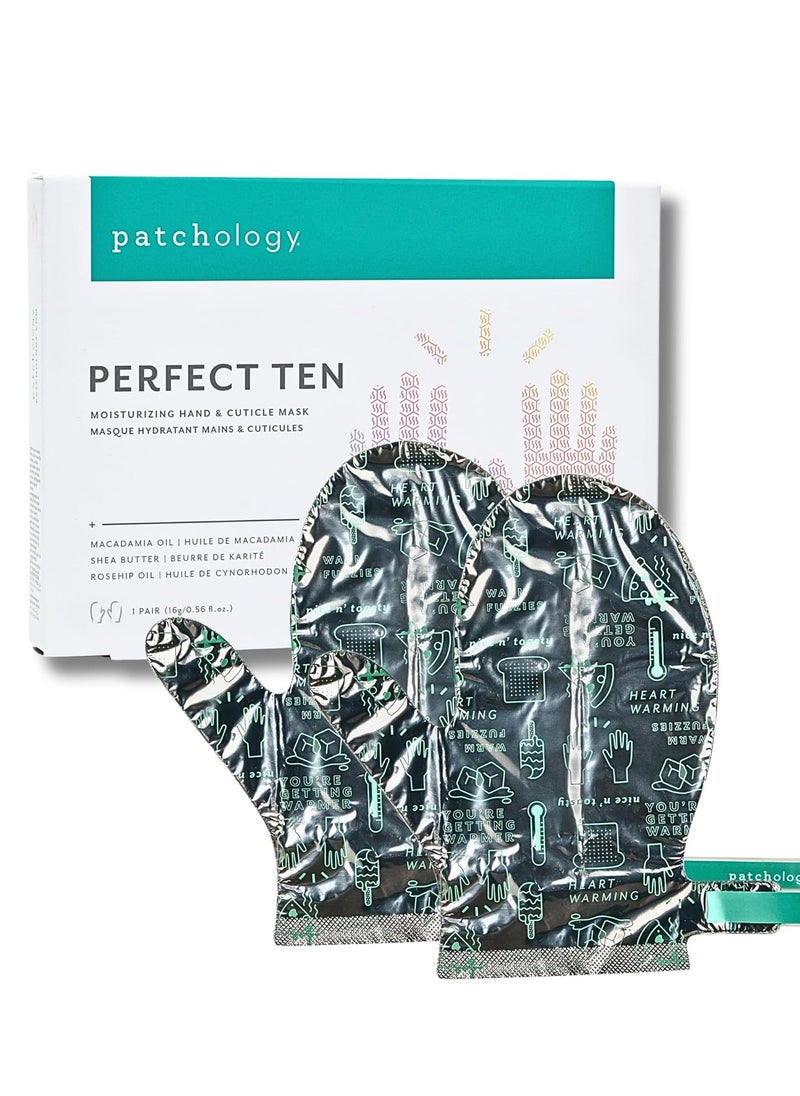Patchology Patchology Perfect Ten Hand & Cuticle Mask with Shea Butter, Coconut Oil, Vitamin E and Soothing Fruit Extracts for Dry Skin  - Image 1