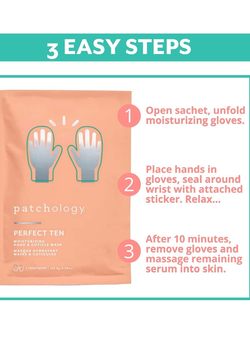 Patchology Patchology Perfect Ten Hand & Cuticle Mask with Shea Butter, Coconut Oil, Vitamin E and Soothing Fruit Extracts for Dry Skin  - Image 5